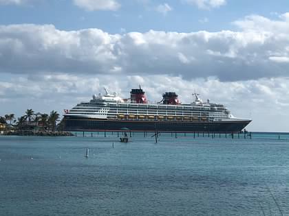 Your View Of DCL Magic from your private Disney tropical island, Castaway Cay!